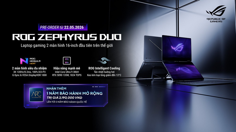 ASUS ROG mở đặt trước laptop ROG Zephyrus Duo