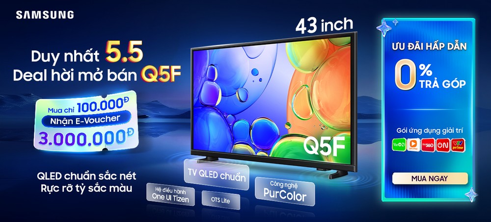 Samsung giảm sâu TV QLED Q5F dịp sale 5.5