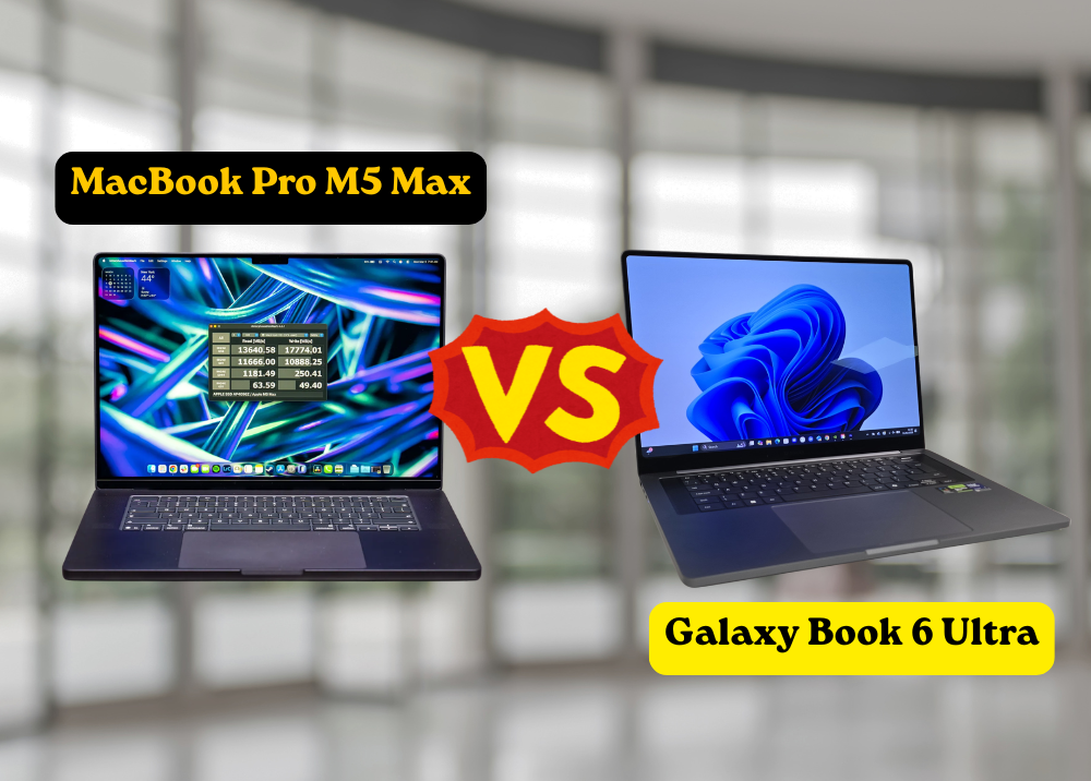 So sánh Galaxy Book 6 Ultra với MacBook Pro M5 Max