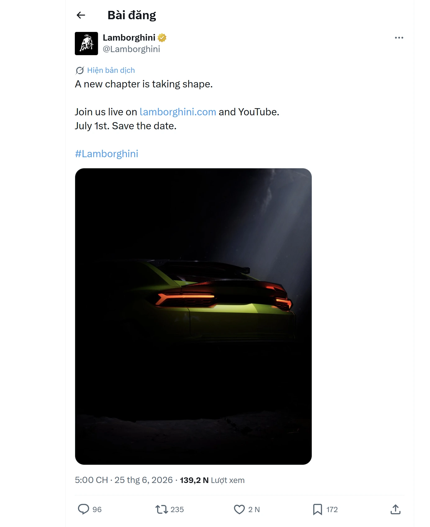 Lamborghini Urus hoàn toàn mới chuẩn bị ra mắt