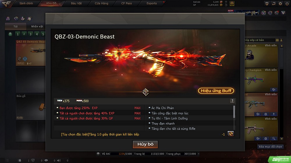 Crossfire tung Kho Báu Hoàng Gia Sapphire Demonic Beast