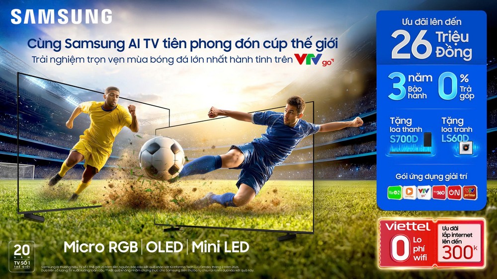 Samsung tung ưu đãi TV mùa World Cup 2026