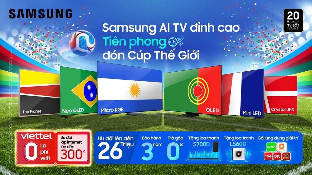 Samsung tung ưu đãi TV mùa World Cup 2026