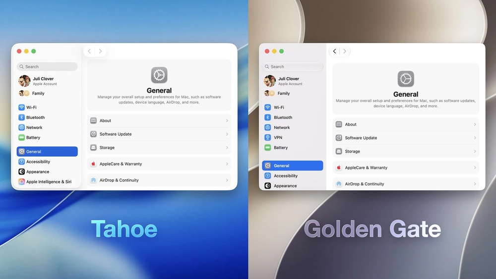 Tất cả thay đổi về Liquid Glass trên macOS Golden Gate