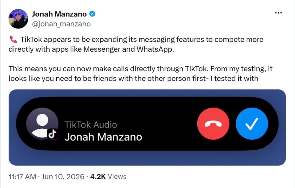 TikTok sắp có gọi thoại như Messenger?