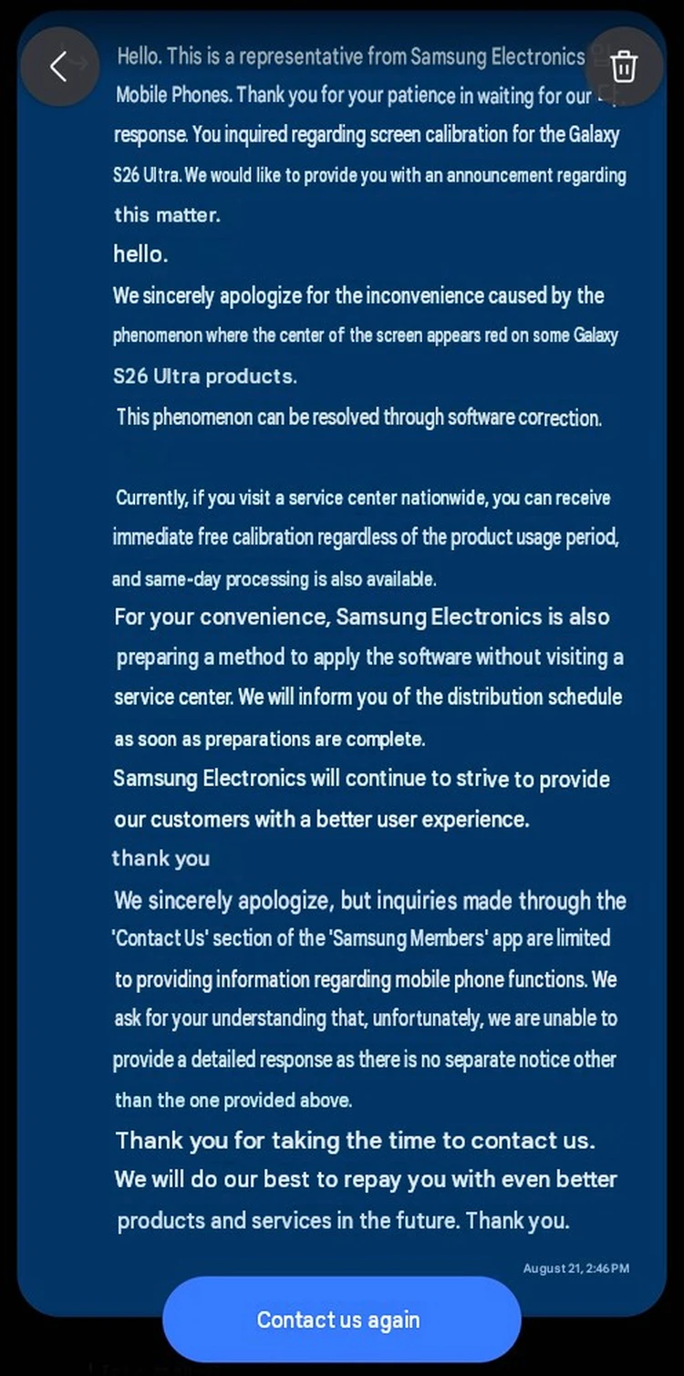 Galaxy S26 Ultra sắp "chữa" xong lỗi ám đỏ màn hình