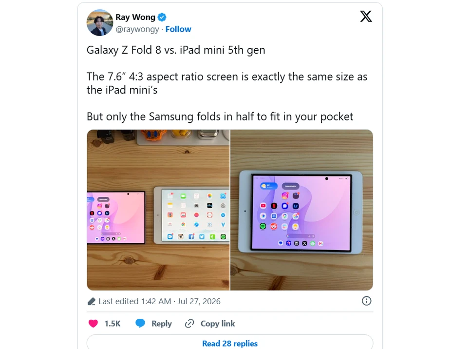 Galaxy Z Fold8 hé lộ diện mạo của iPhone Ultra?
