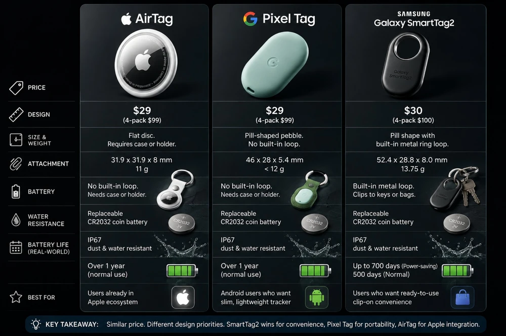 So sánh Pixel Tag, AirTag và SmartTag2: Đâu là “chân ái”? 