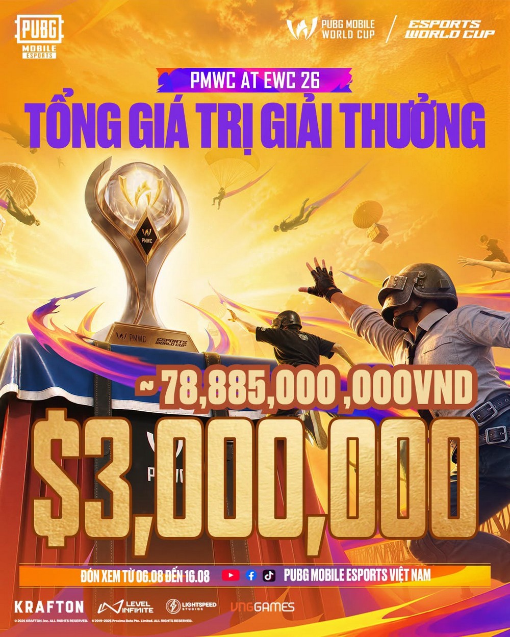 PUBG Mobile World Cup khởi tranh với tổng giải thưởng hơn 3 triệu USD